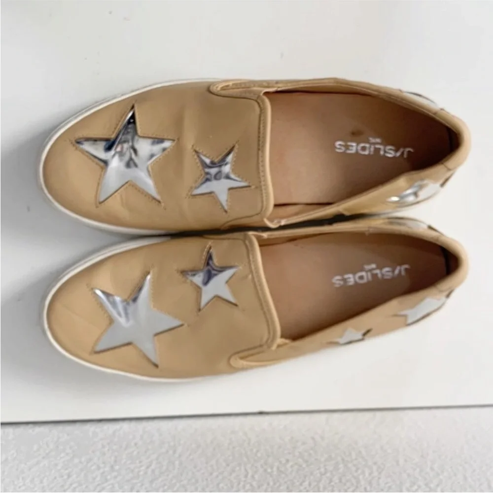 J/Slides NYC‎ Star Platform Leather Slip-On Sneakers Size 10
